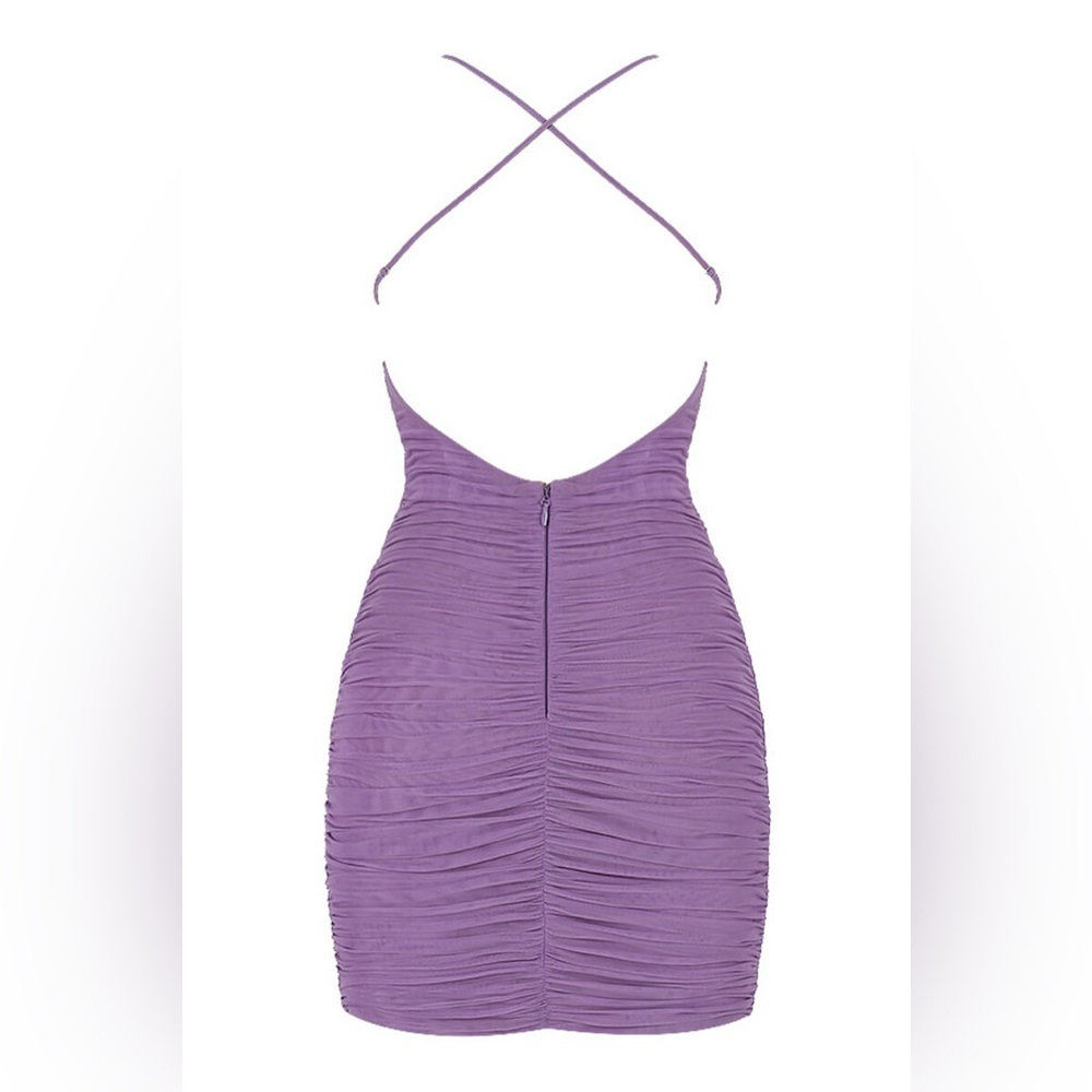 Mistress Rocks 'NIGHTSHADE' Lilac Ruched Mesh Dress - Picture 9 of 9